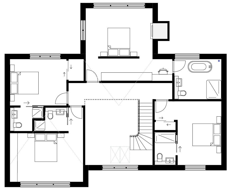 Option 1 - 3 double bedrooms and 1 master suite.