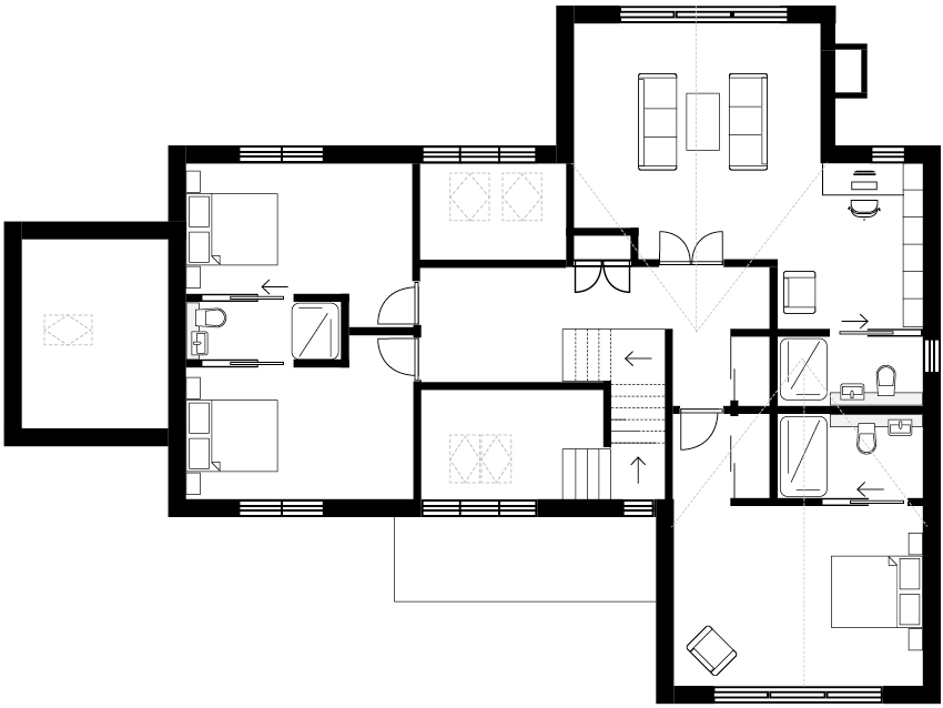 Option 2 - 3 bedrooms and a living/working space.